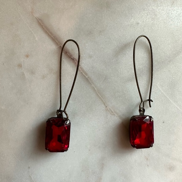 Red Ruby dangles- handmade from Etsy! Faux gem! Must sell! - Picture 2 of 7